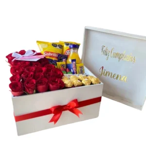 Box grande de rosas con Ferrero