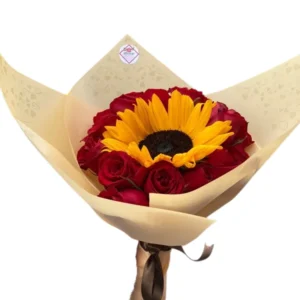 Girasol con 12 rosas