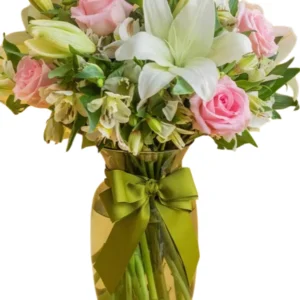 Jarron de rosas y lilys