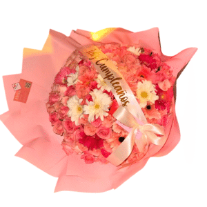 Ramo de 100 rosas con gerberas y frase 🌸