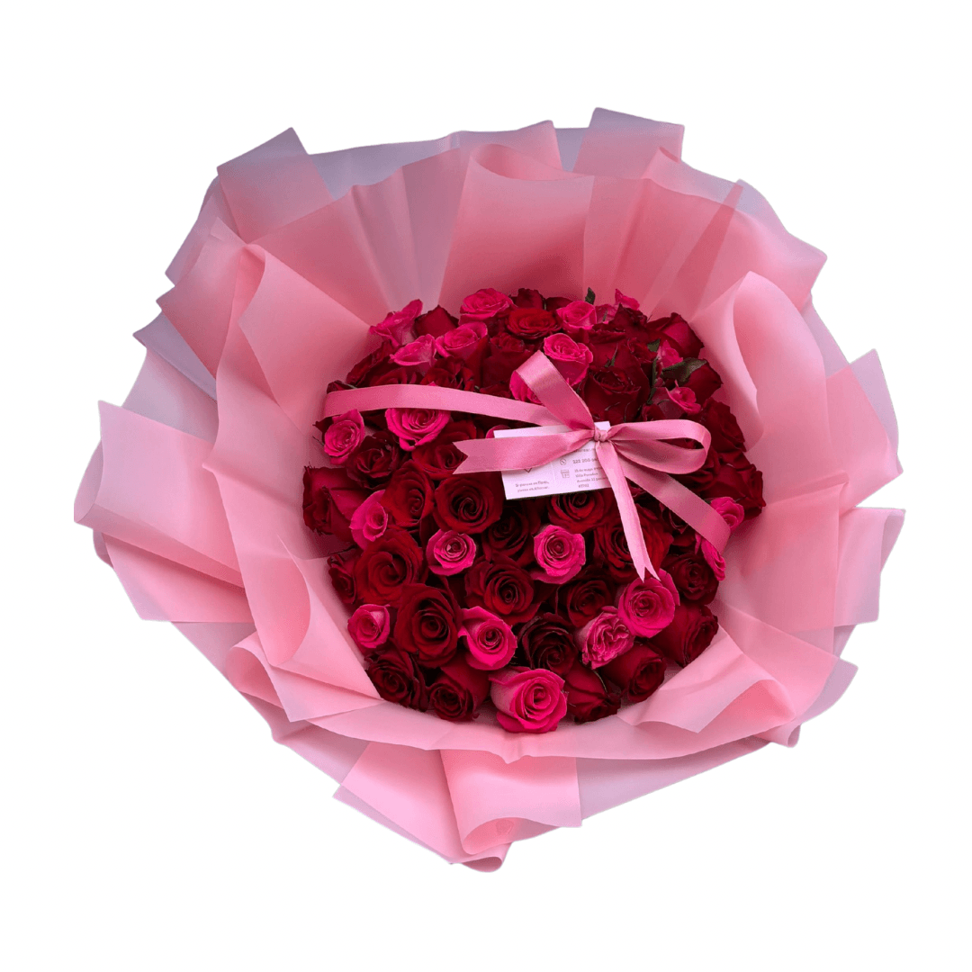 Ramo de 80 rosas con frase y nota especial con QR - Aflorear.mx