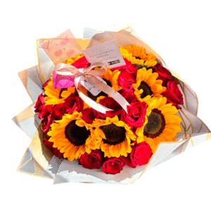 Ramo de rosas con girasoles 🌻 🌹