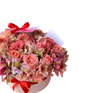 Box chico de rosas con alstroemerias