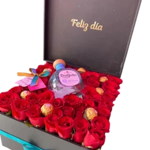 Box personalizada de rosas con botella de Don Julio 😮‍💨❤️