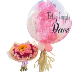 Combo ramo grande y globo personalizado