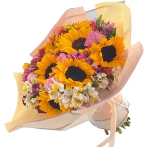 Ramo gigante de girasoles con alstroemerias