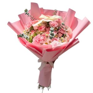 Ramo de rosas, astromelia y dollar