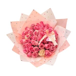 Ramo de 50 rosas rosas con brillitos